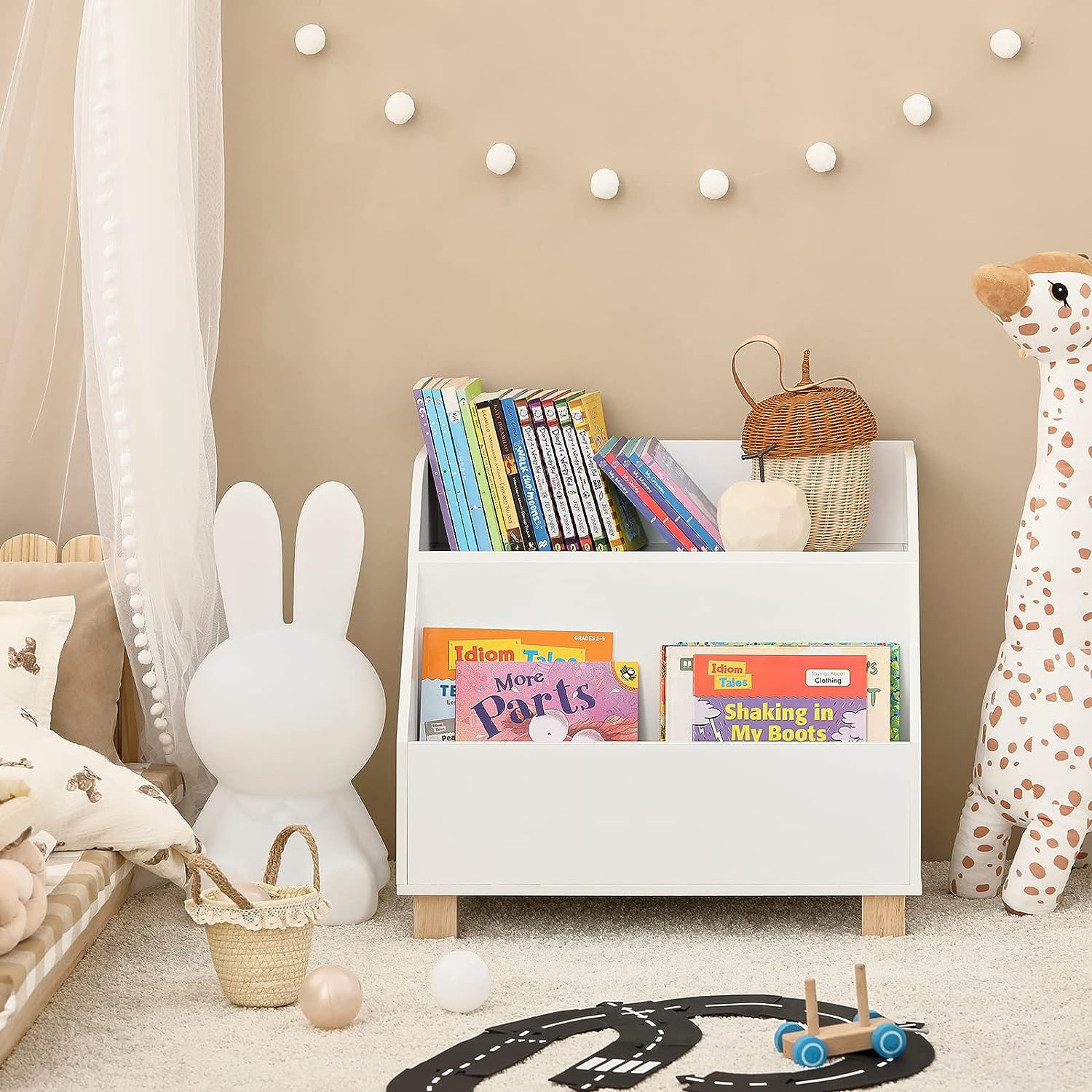 Kids Storage Bookcase 3 Compartments, White Secondary image
