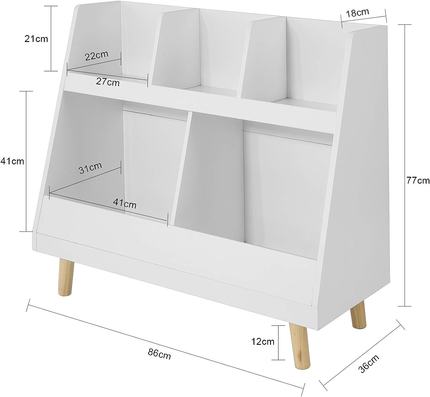 Childrens Shelving Unit, 5 Compartments Bookcase Secondary image