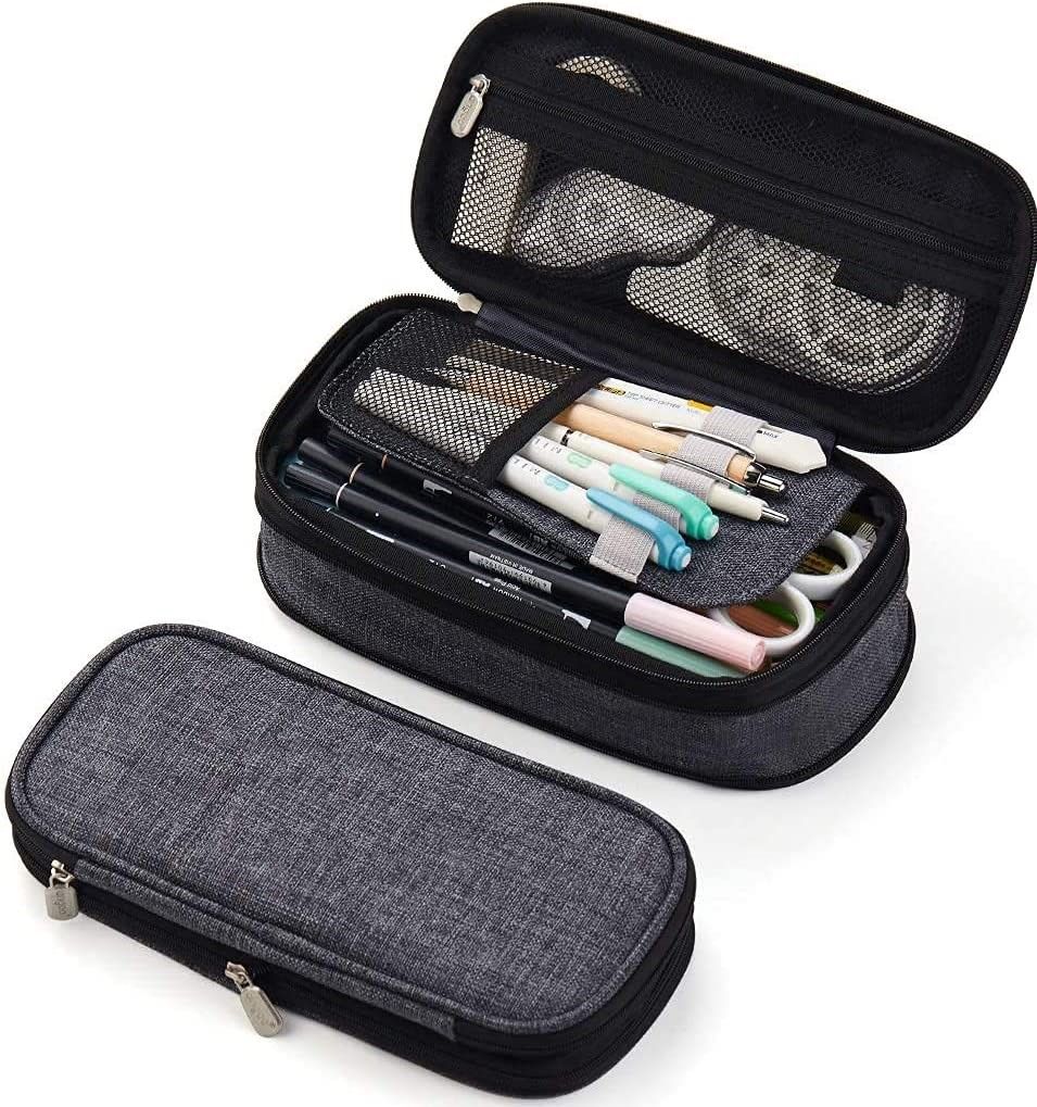 Foldable Large Capacity Pencil Bag for Youth School (Grey) Main image