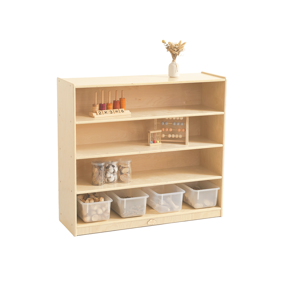 Jooyes Kids 4 Shelf Wooden Bookcase Organiser Storage - H91cm Main image