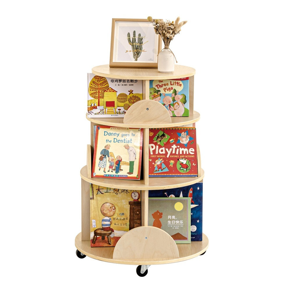 Jooyes Kids Rotating Wooden Display Bookcase With Castors Main image