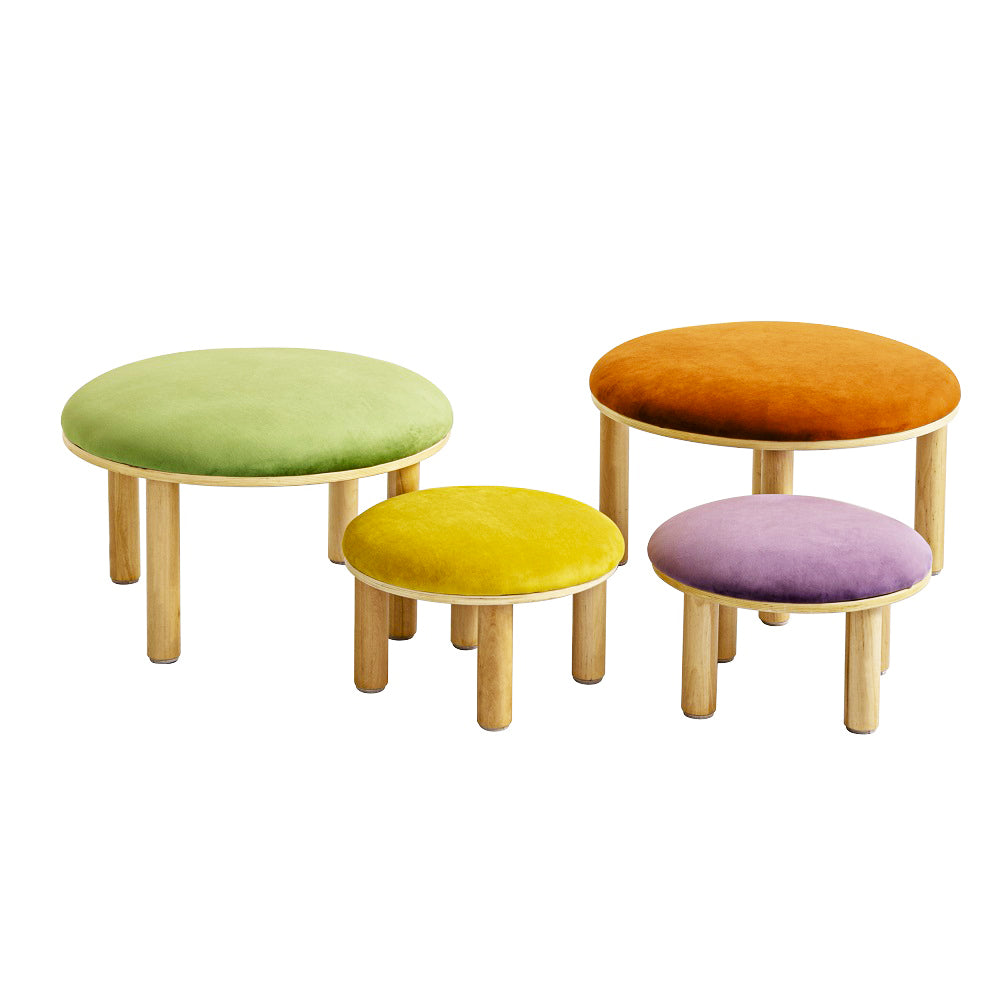 Jooyes Kids 4 Colour Round Velvet Ottoman Set of 4 Main image