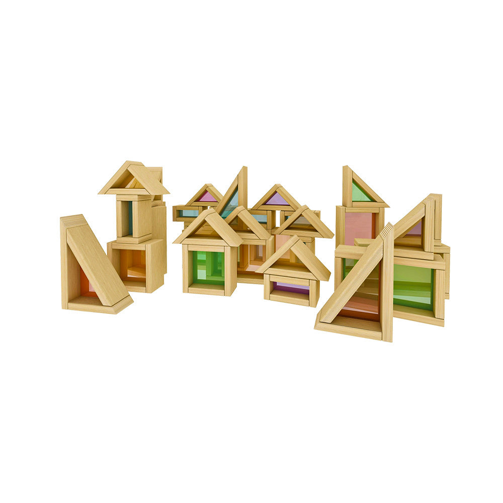 Jooyes Wooden Acrylic Rainbow Building Blocks Set 40pcs Main image