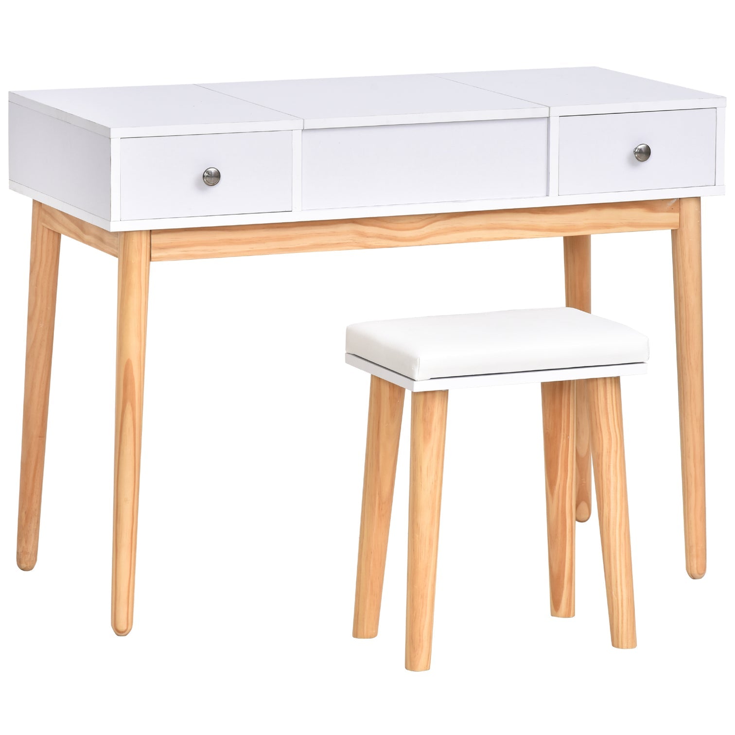 Princess White Dresser Table With Mirror, Stool And Storage Drawers Set Secondary image