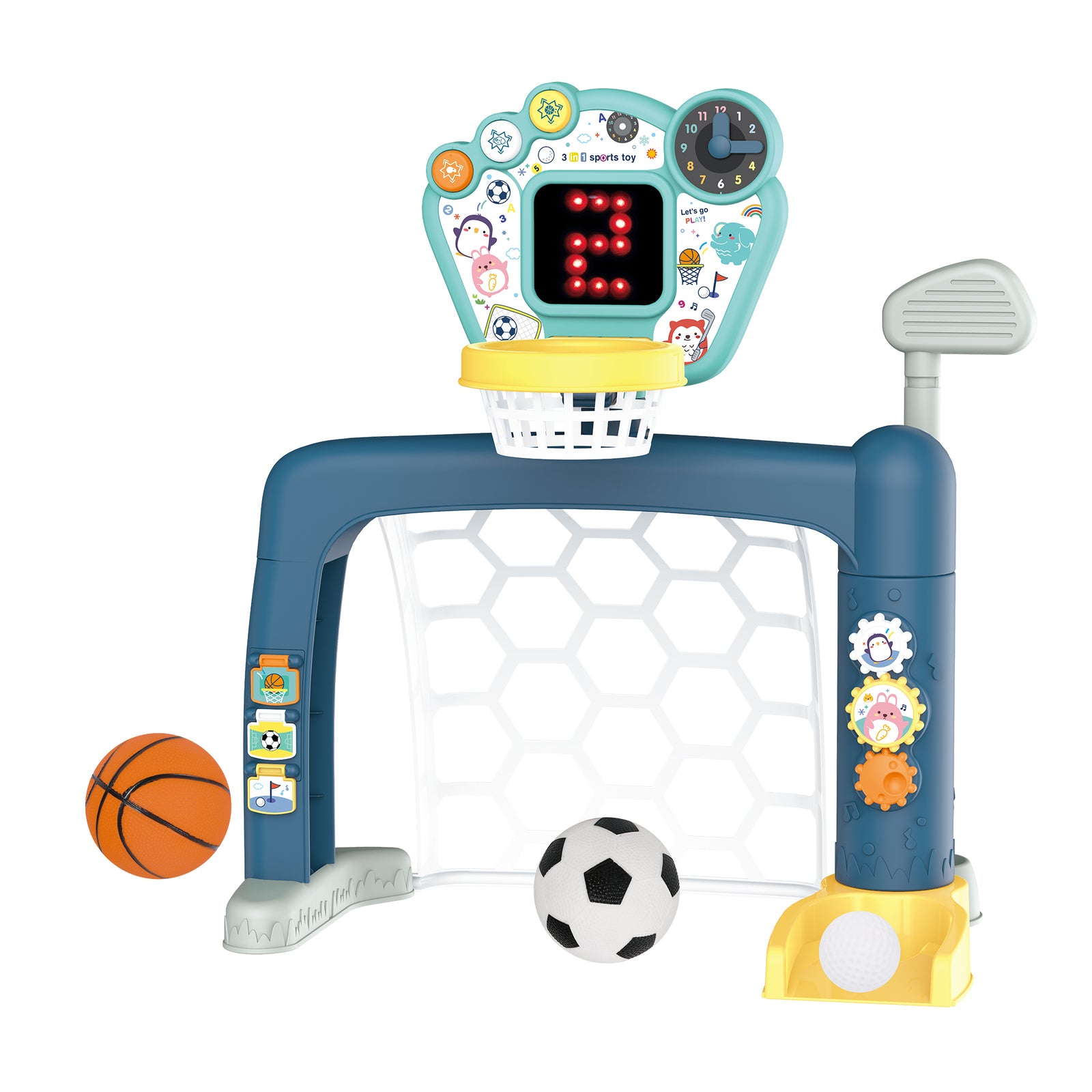 Sports World 3-in-1 Adjustable Indoor basketball, Soccer Goal, and Golf Set Main image