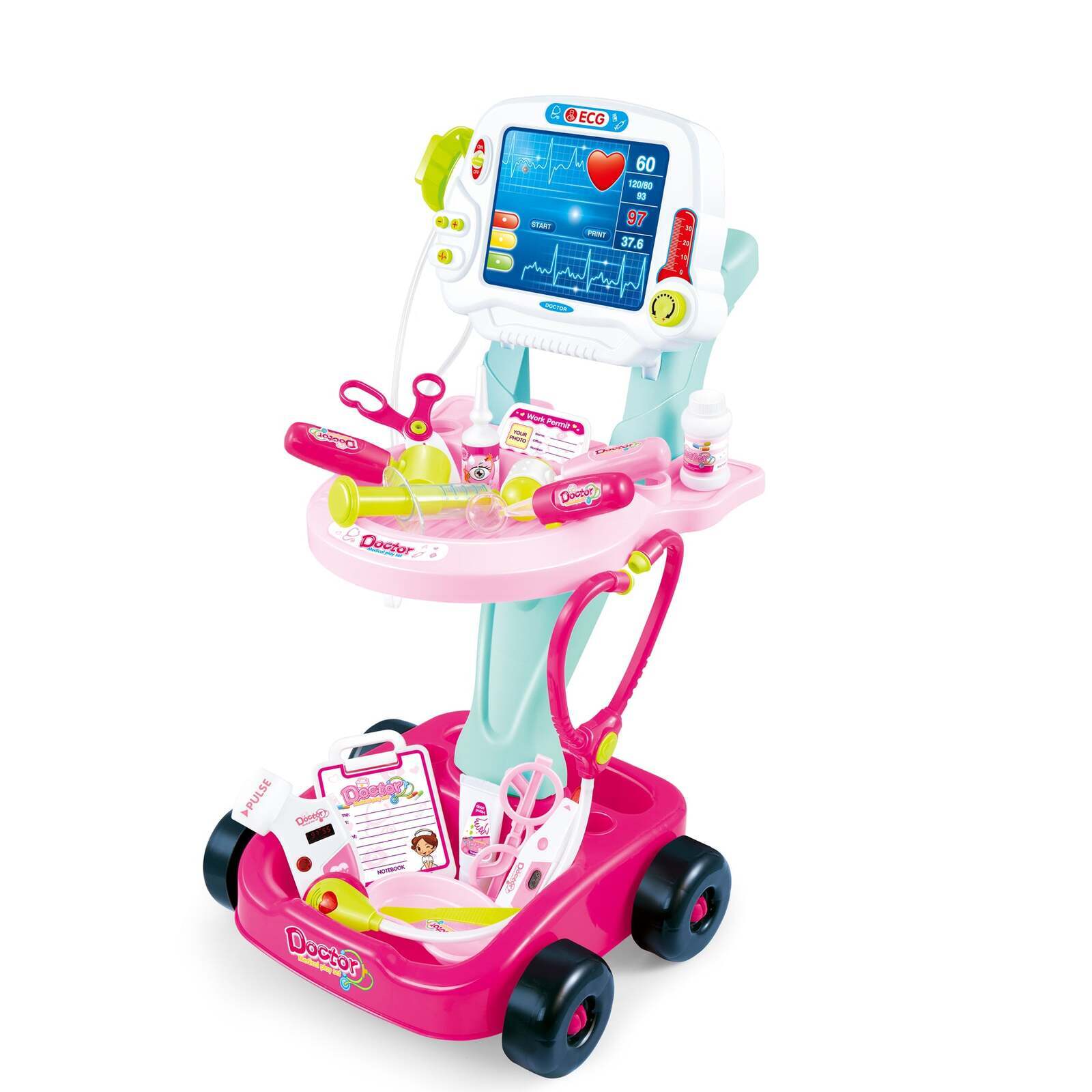 Kids Children's Doctors Medical Cart & ECG Machine for Toddler Play Main image