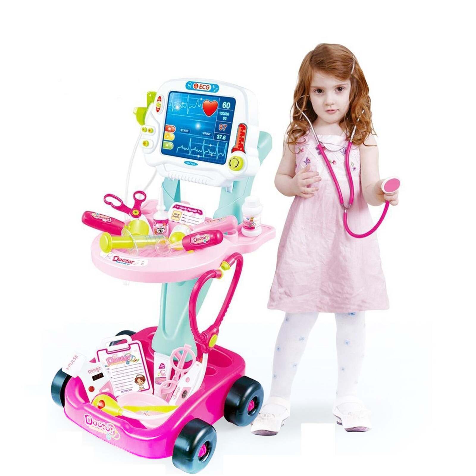 Kids Children's Doctors Medical Cart & ECG Machine for Toddler Play Secondary image