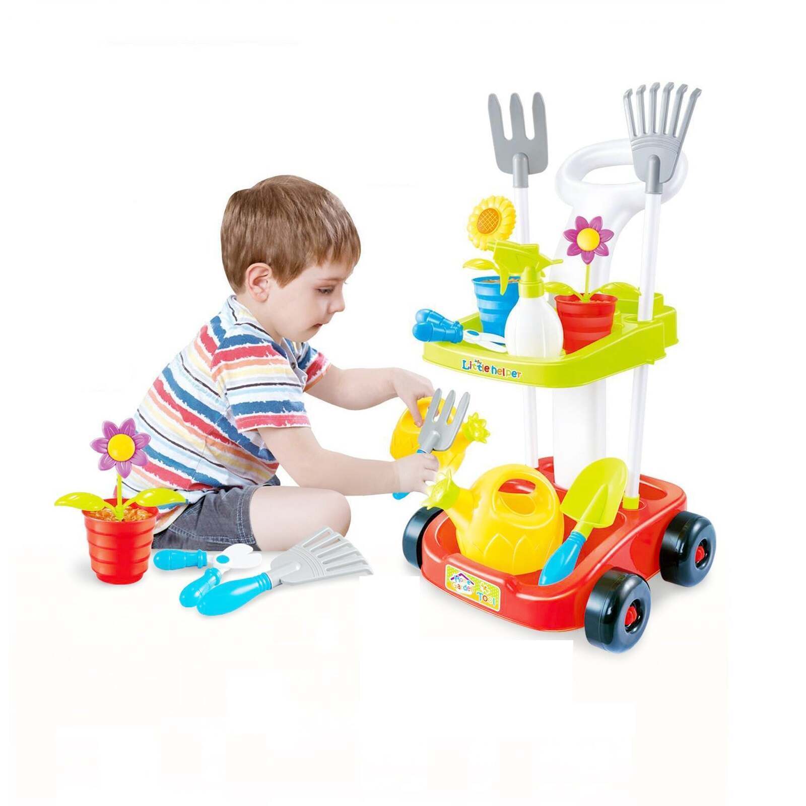 Children's Gardening Trolley Set with Fake Garden Tools for Toddlers Secondary image