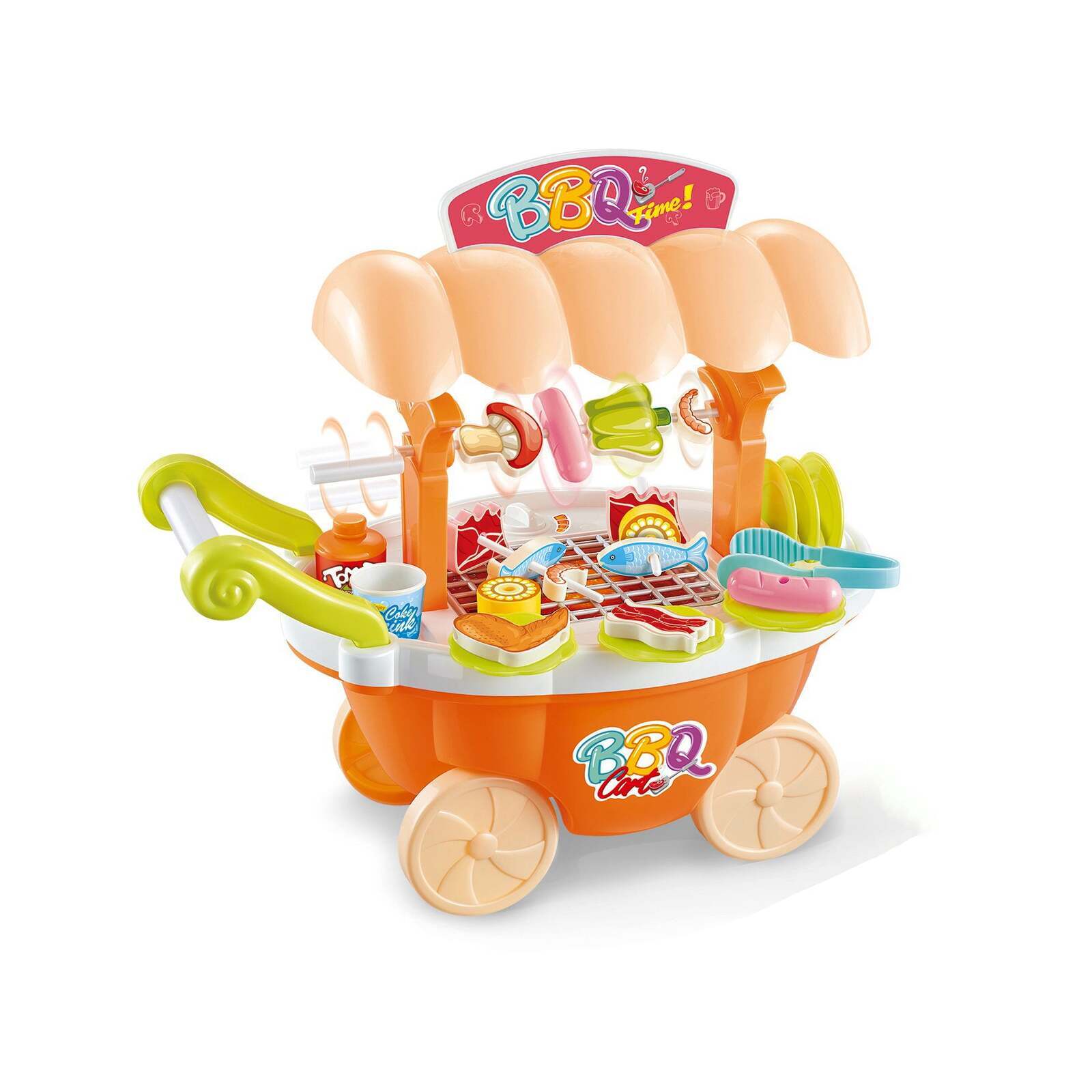 Kids Toy 27pc 33cm Rotating/Roasting BBQ Trolley w/Veggie/Fish/Meat/Light/Sound Main image