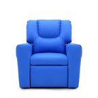 Blue Kids push back recliner chair with cup holder