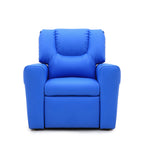 Blue Kids push back recliner chair with cup holder