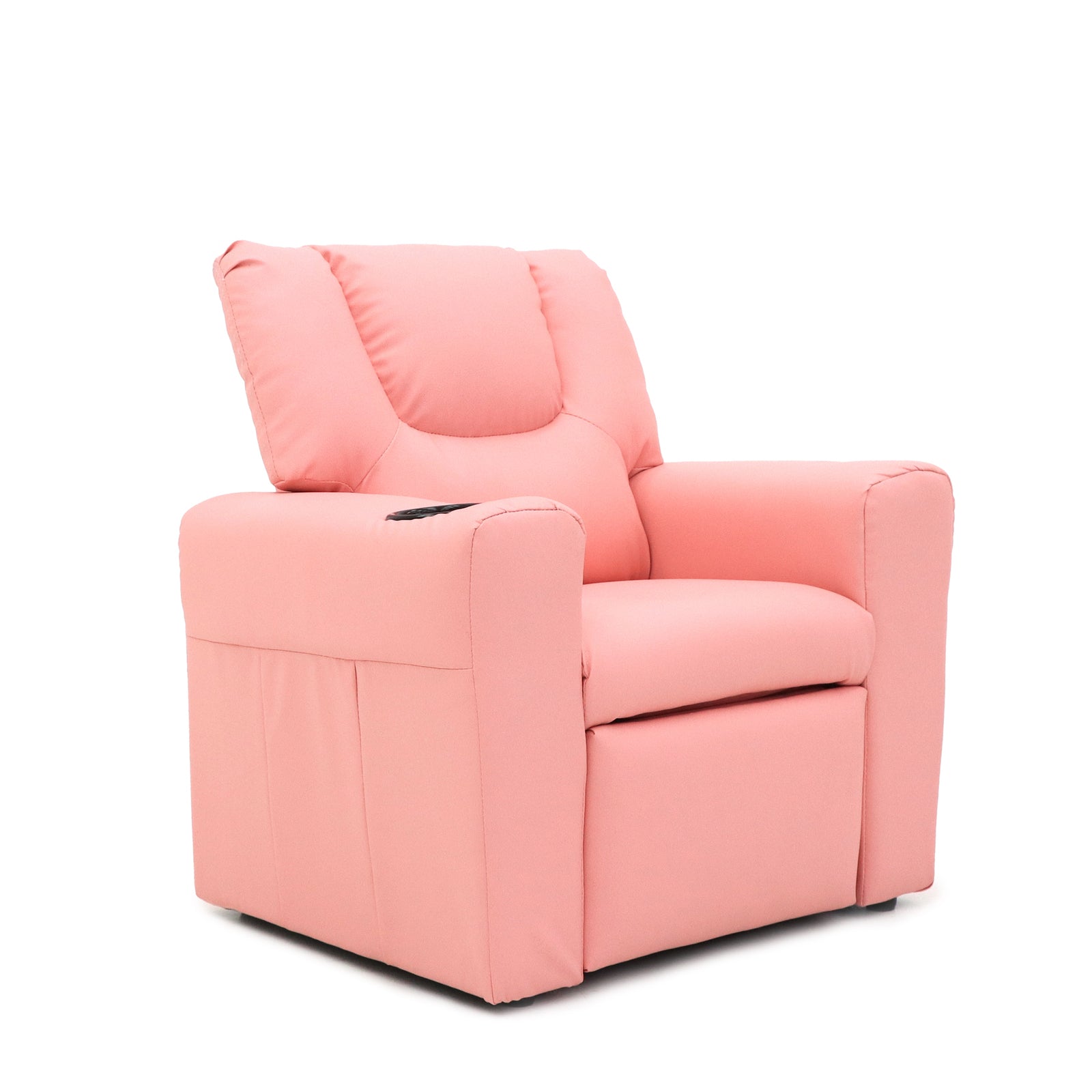 Pink Kids push back recliner chair with cup holder Secondary image