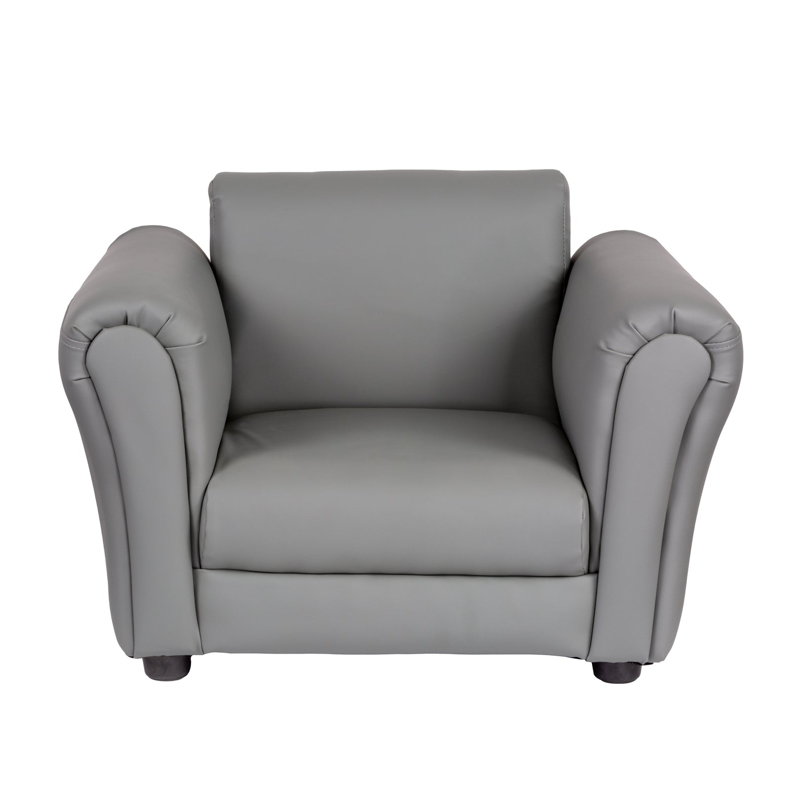 Kids Grey Couch Sofa Chair w/ Footstool in PU Leather Secondary image