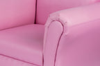 Kids Pink Couch Sofa Chair w/ Footstool in PU Leather
