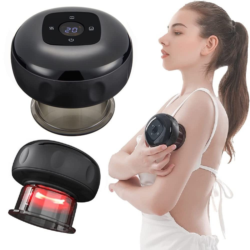 12 levels Electric Cupping Therapy Smart Scraping Massager Red Light Heating Body Slimming Black Secondary image