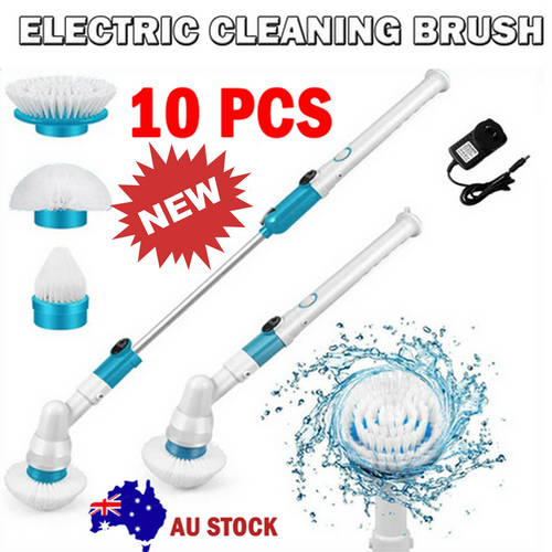 10PCS Rechargeable Spin Scrubber Electric Turbo Scrub Cleaning Brush Cordless Kit Main image
