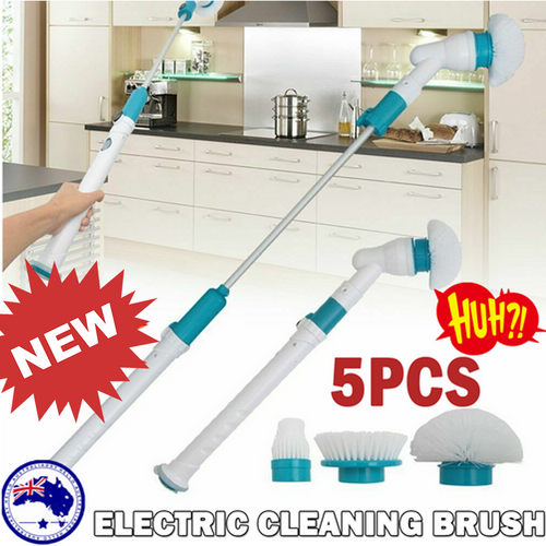5PCS Rechargeable Spin Scrubber Electric Turbo Scrub Cleaning Brush Cordless Kit Main image