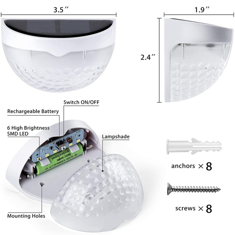 4PCS Solar Powered LED Wall Lights Door Fence Lights Outdoor Garden Lamp Light Secondary image