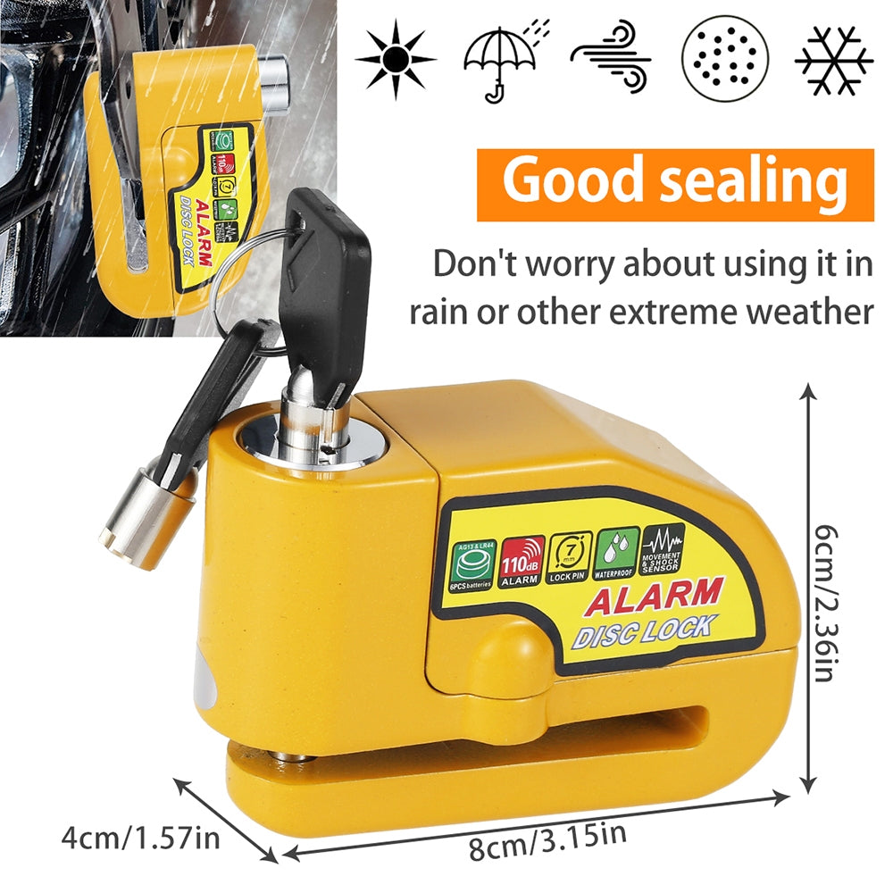 Motorcycle Alarm Disc Lock Electric Rotor Lock Motor Bicycle Bike Brake Security Yellow Secondary image