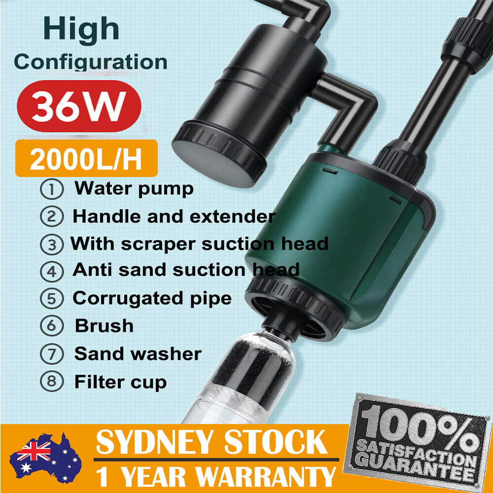 2000L/H 36W Aquarium Tool Electric Fish Tank Pump Water Changer Sand Washer AU Main image