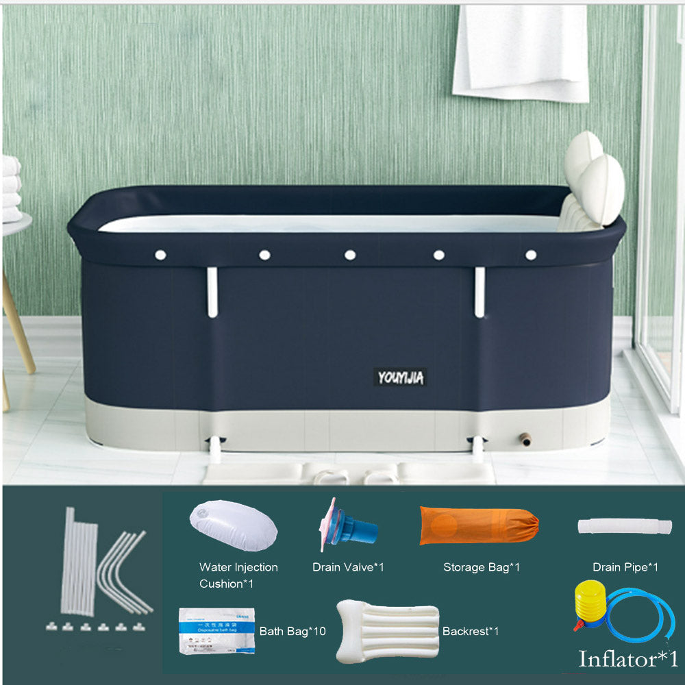 Large Folding Oxfors Bath Sauna Adult Bathtub Barrel SPA Household 2-Person Navy Main image