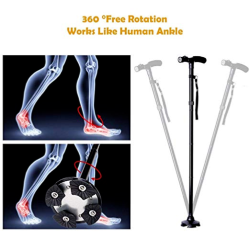 Walking Stick Cane Folding Handle Adjustable fixed LED Light Aid Holder Lighting Secondary image