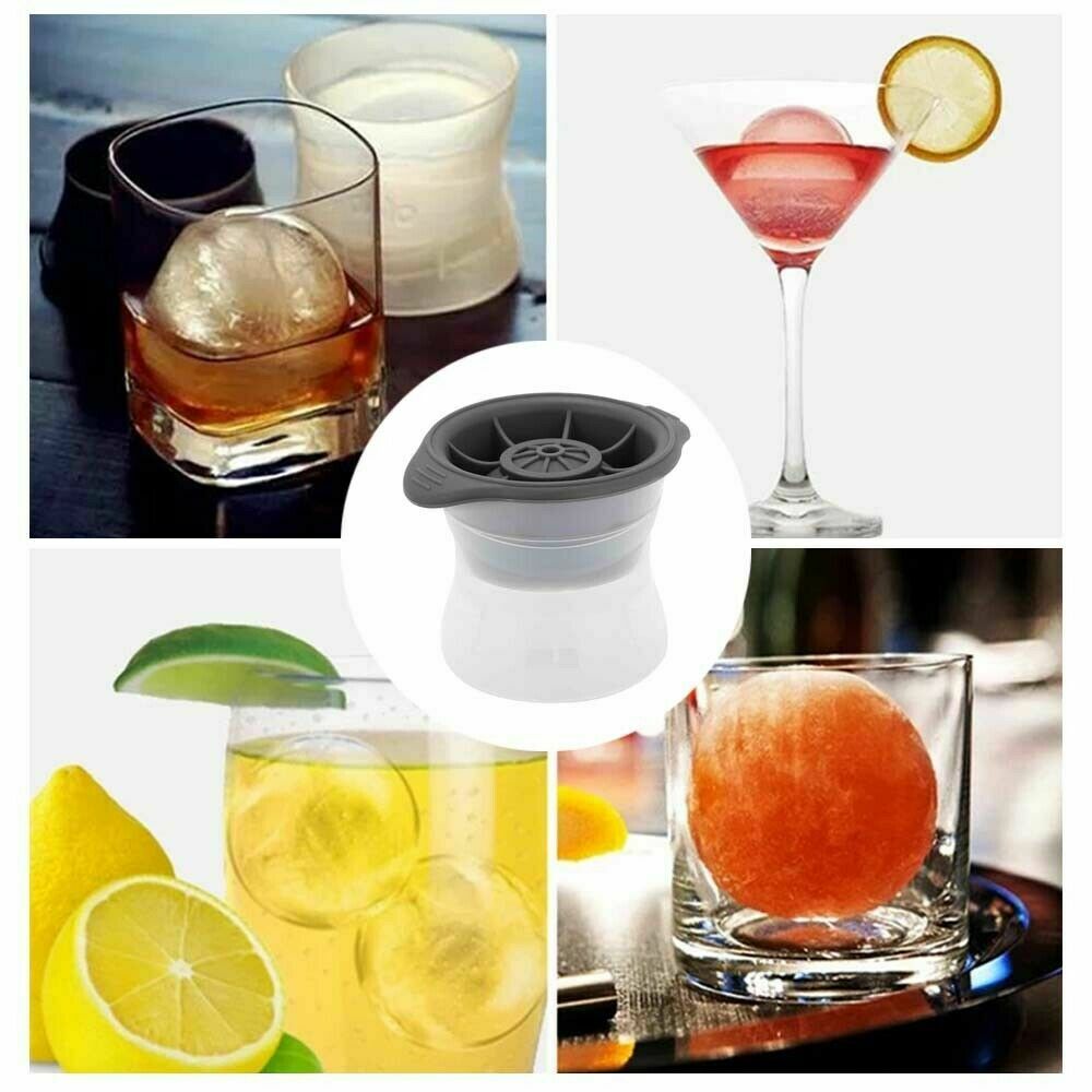 2pcs grey Silicone Ice Ball Mold Sphere Cube Maker Mould Jelly Whiskey Cocktail Secondary image