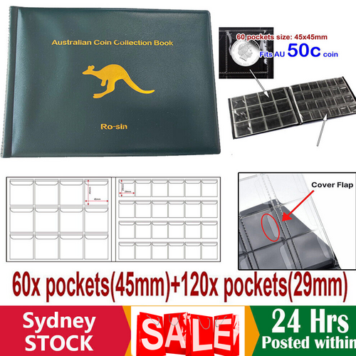 180 Coin Holder Collection Storage Collecting Money Penny Pockets Album Book AU Main image
