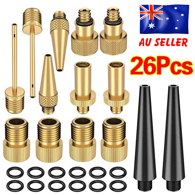 26pc Bike Ball Inflator Nozzle Adapter Air Pump Valve Needle Presta Schrader Kit Secondary image