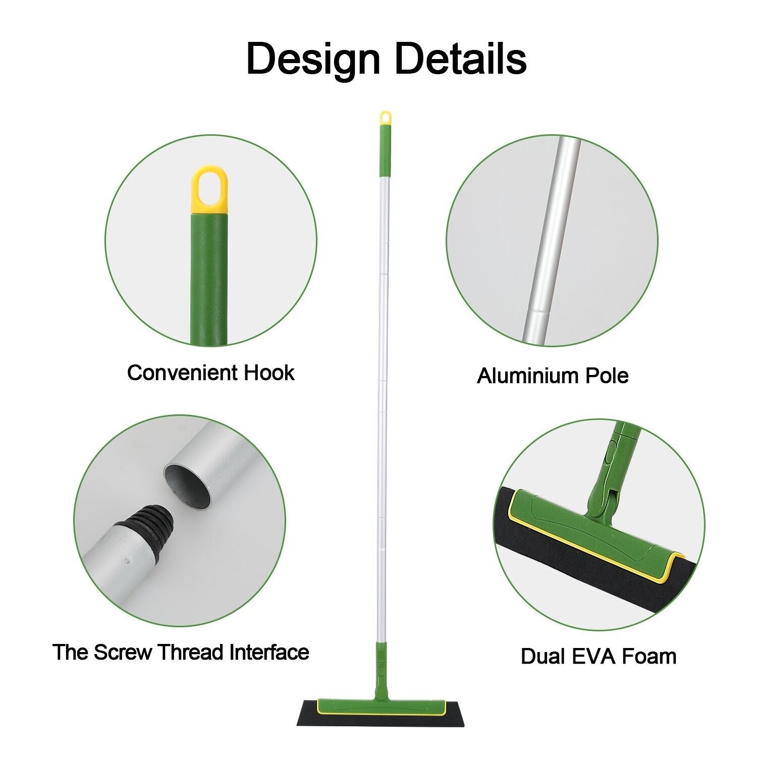 Green Floor Squeegee WiperBroom Floor Tile Cleaning Household Extendable Handle Secondary image