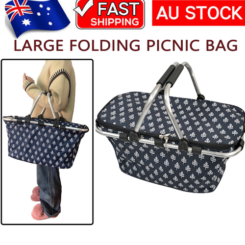 Large Folding Picnic Bag Basket Hamper Camping Hiking Insulated Lunch Cooler Bag Main image