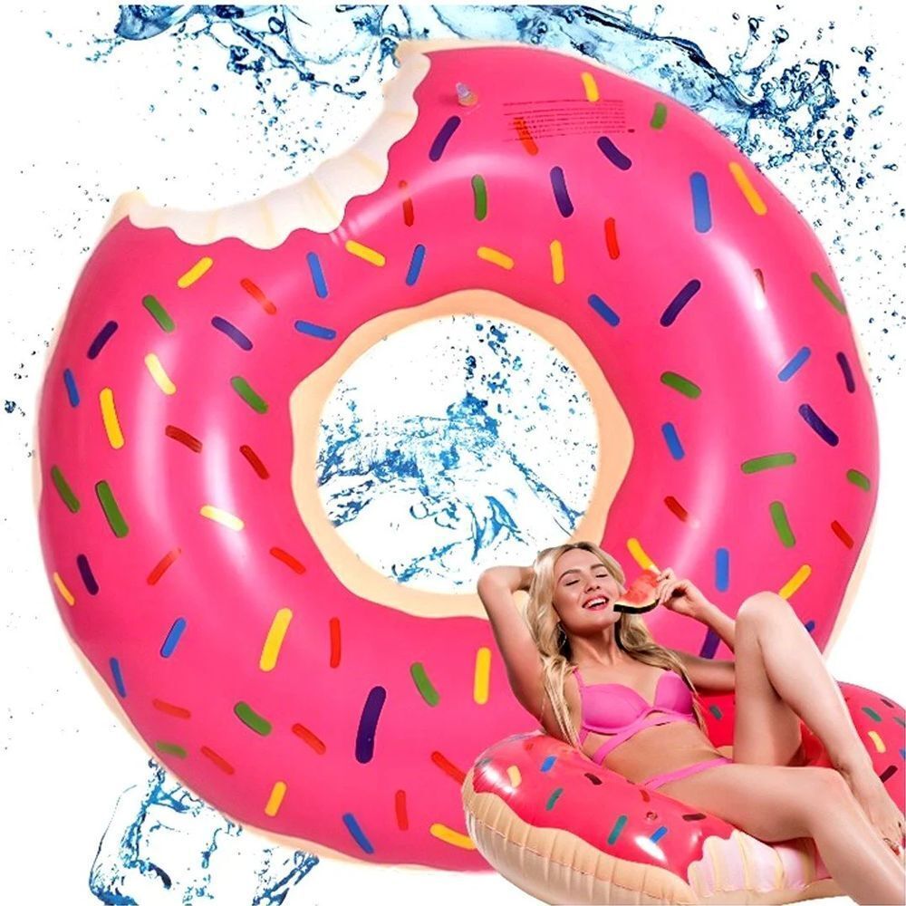 Donut Pool Raft 2pcs Pink Inflatable Giant Donut Raft Swim Ring Float Swimming Pool ...