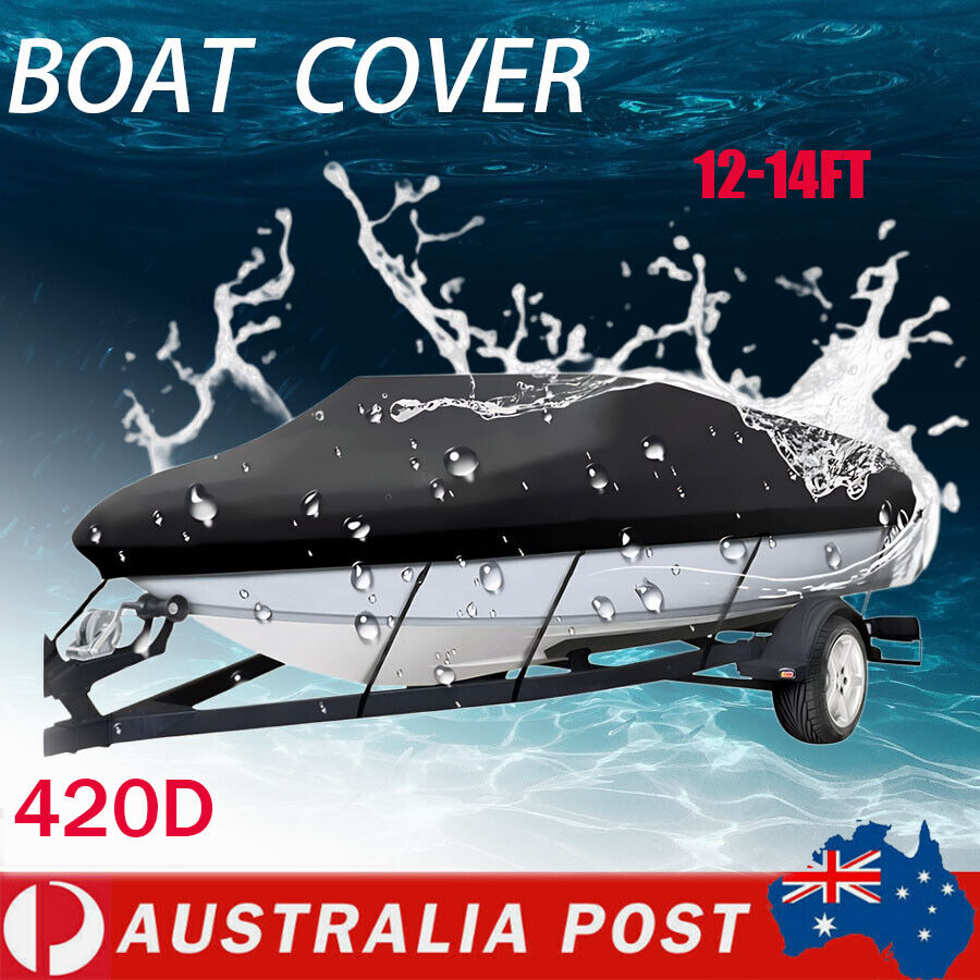 Boat Cover Heavy Duty 12-14ft Trailerable Marine 420D Waterproof UV Protector AU Main image