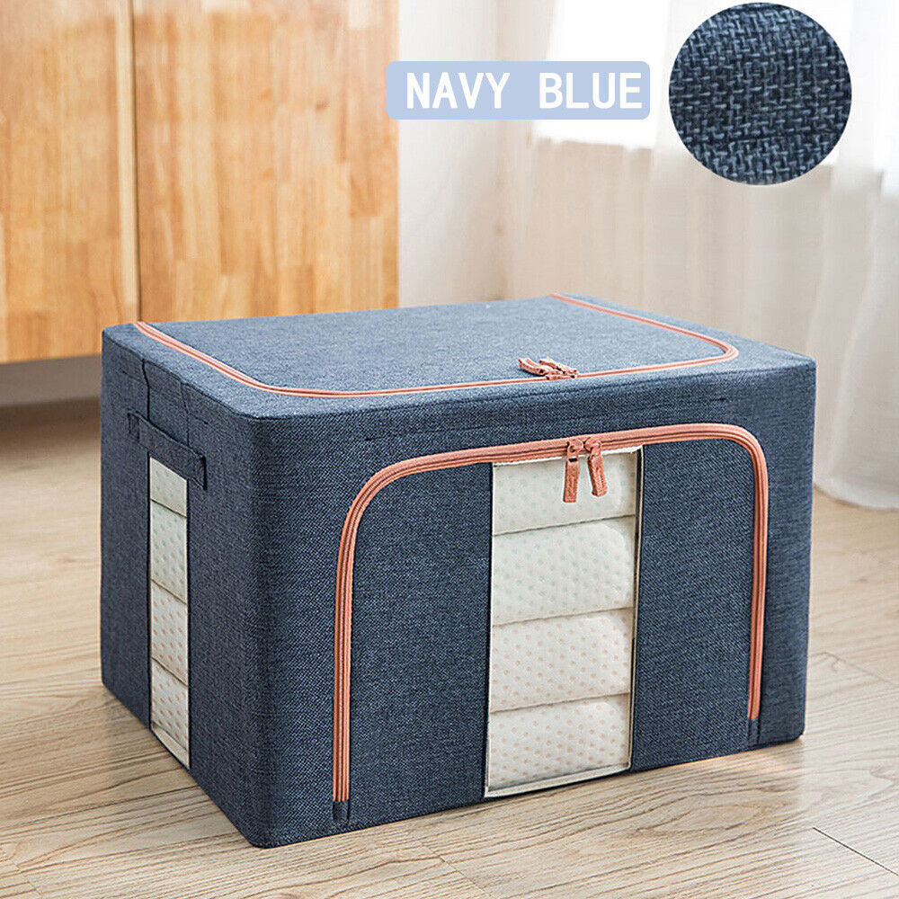 Foldable Storage Box Crushed Steel Frame Clothes Quilt Toys Organizer 100L Random color Main image