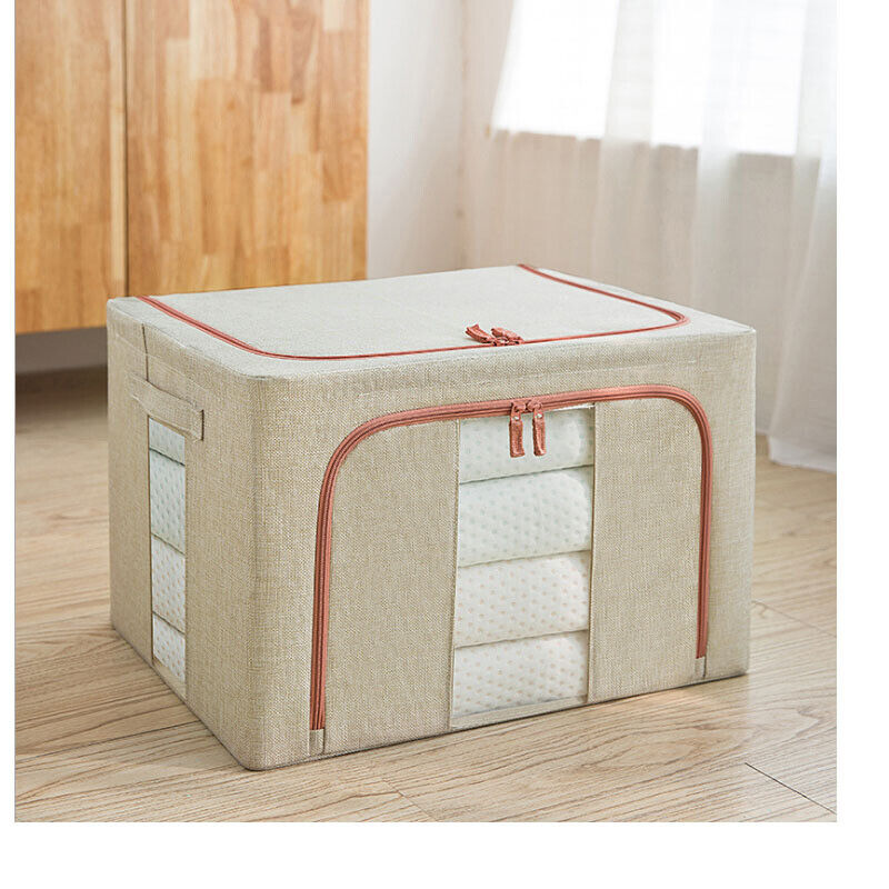 Foldable Storage Box Crushed Steel Frame Clothes Quilt Toys Organizer 60L Random color Main image