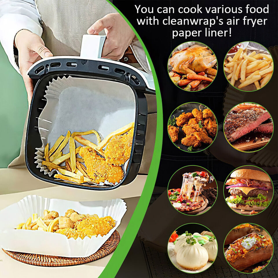 50PCS Round white Box Air Fryer Disposable Paper Liner Non-Stick Pan Parchment Baking Paper Secondary image