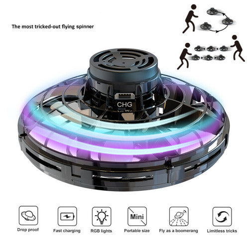Black Flying Orb Ball Boomerang Fly Nebula Spinner Toys Soaring Hover UFO Mini Drone Secondary image