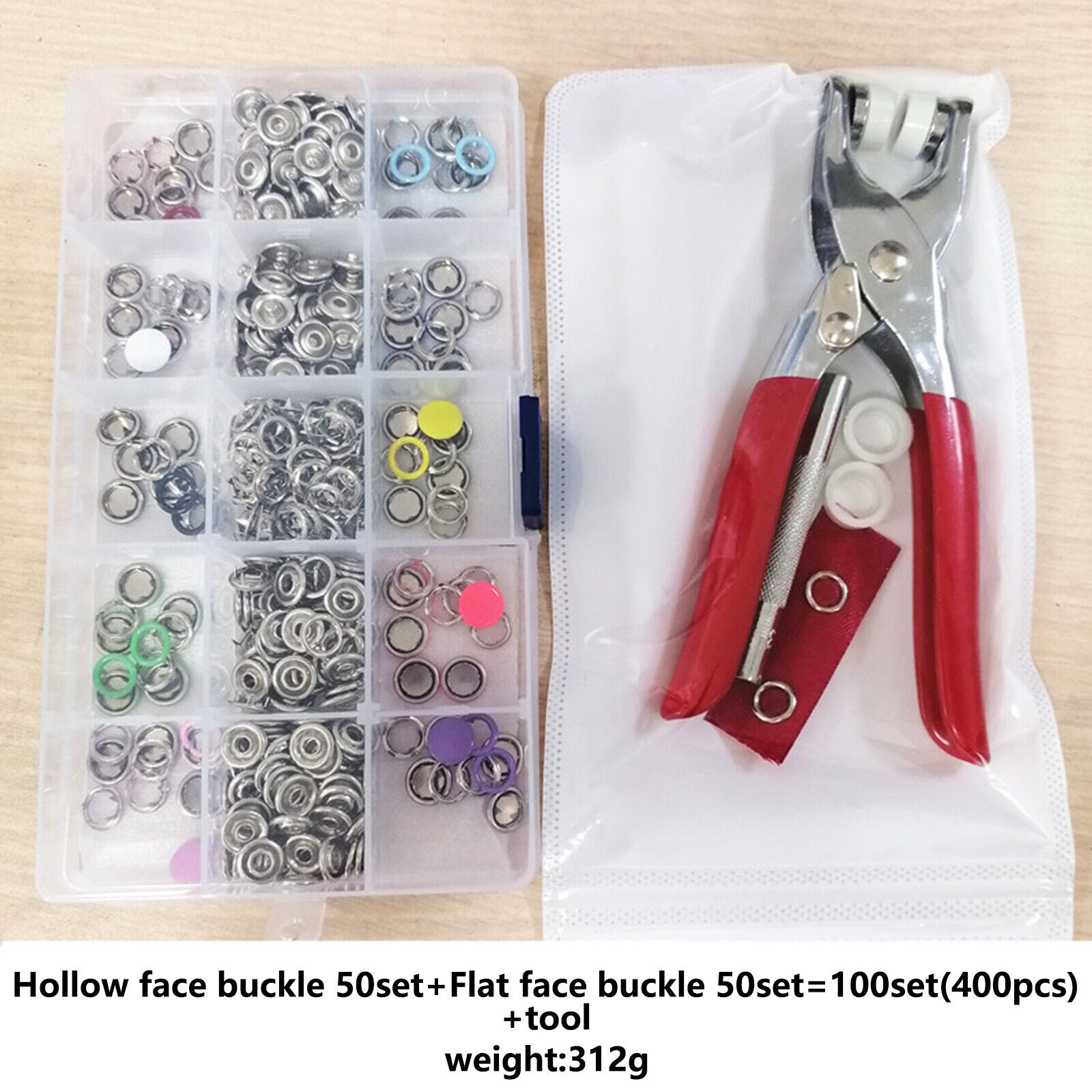 100Pcs Metal Sewing Buttons Press Stud Snap Fastener Kit Plier Snap On Tool DIY Secondary image