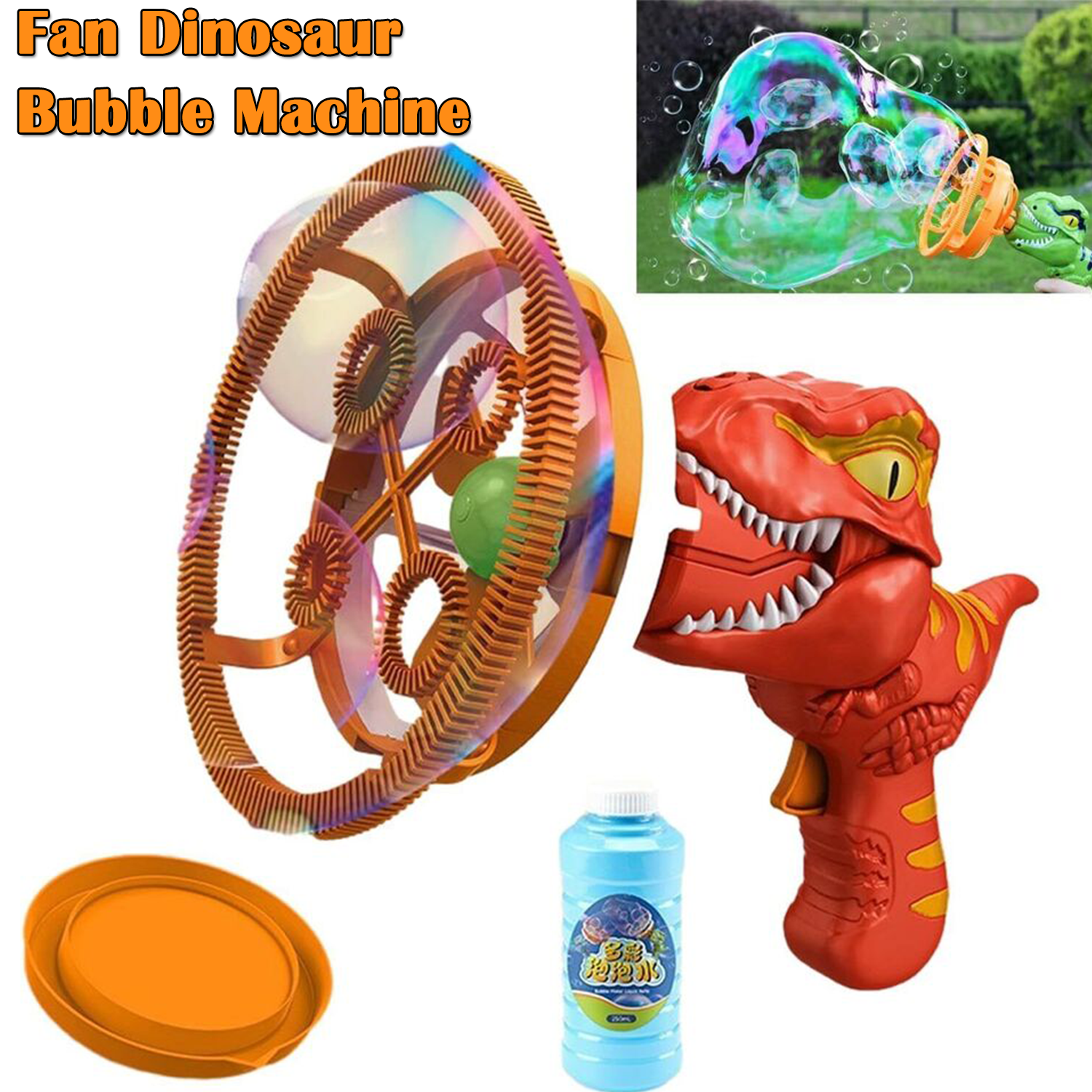 Red gift Bubble Gun Automatic Bazooka Soap Water Bubble Machine Toy Electric Fan kid Main image