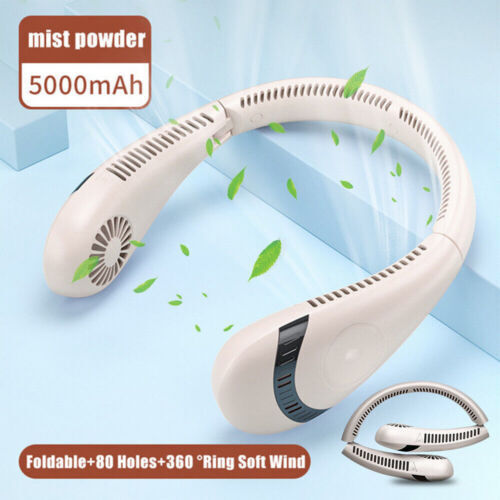 Pink 5000mAh Mini Neck Fan Bladeless Foldable Portable Quiet Rechargeable 360degree Cooler Secondary image