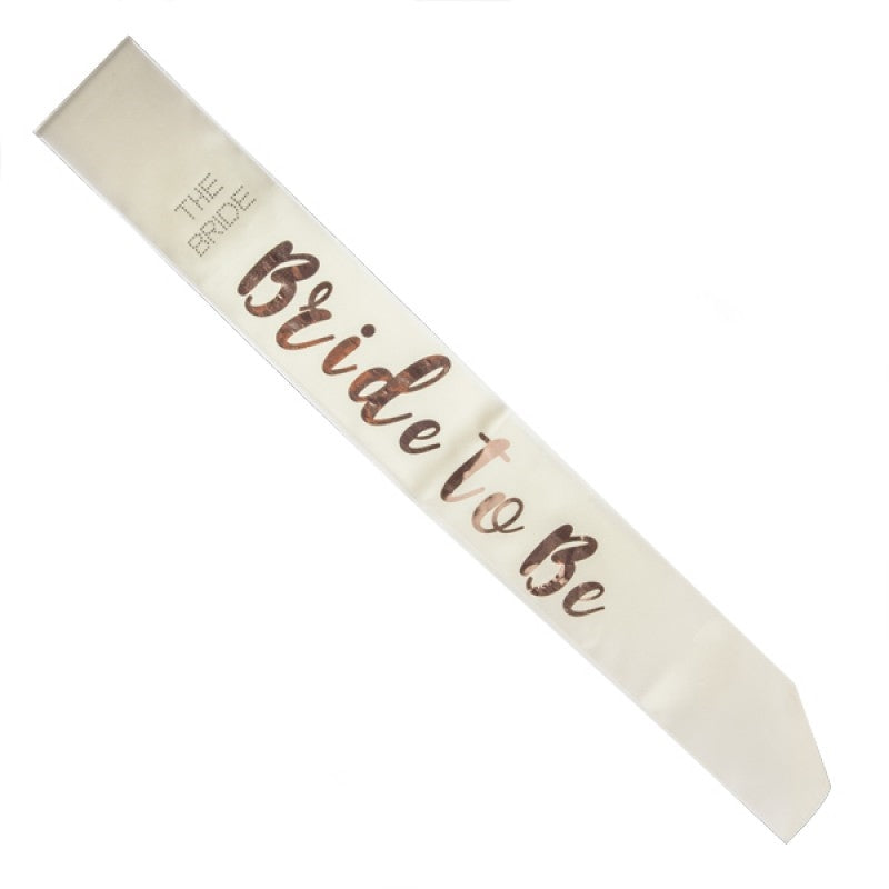 Bride to Be Rose Gold on White Sash Main image