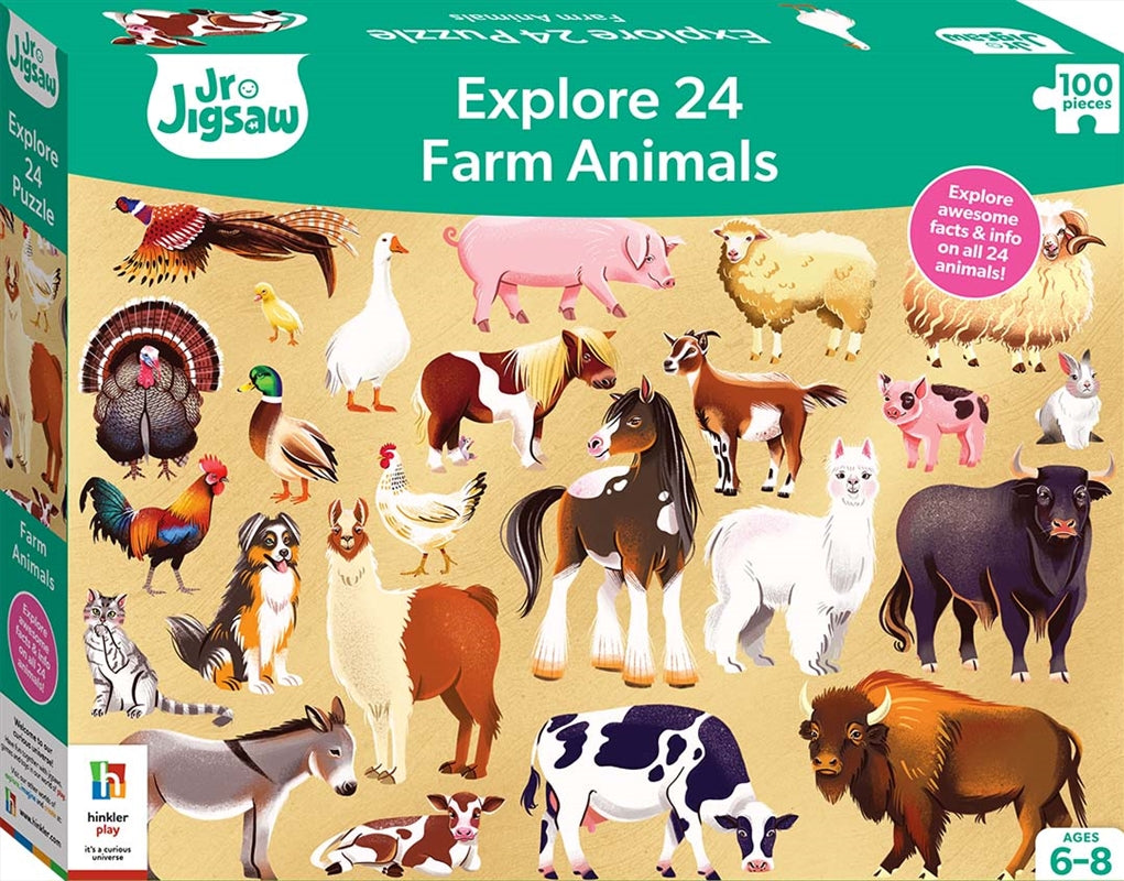 Junior Jigsaw Explore 24: Farm Animals 100 Piece Puzzle Main image