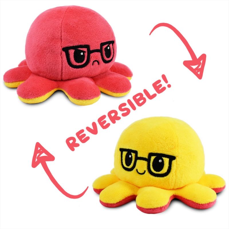 Reversible Plushie - Octopus Red/Yellow with Glasses Main image