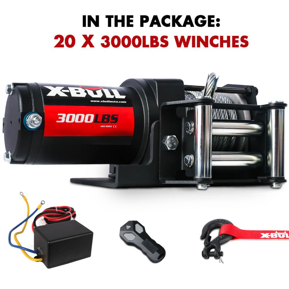 X-BULL Electric Winch 3000LBS 12V Steel Cable Wireless Remote ATV UTV 4WD BOAT 20 Units Main image