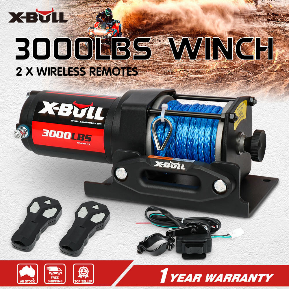 X-BULL Electric Winch 12V 3000LBS Synthetic Rope ATV UTV Boat Trailer With 2 X Wireless remote Secondary image