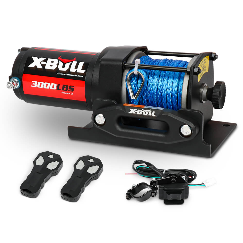 X-BULL Electric Winch 12V 3000lbs/1360kg Synthetic Rope 2 Wireless remotes BOAT ATV UTV 4WD Main image