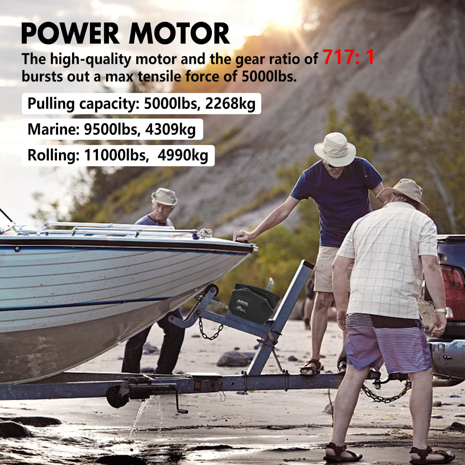 X-BULL 5000LBS Electric Boat Winch 12V Portable Detachable Marine Ship Trailer Winch Secondary image