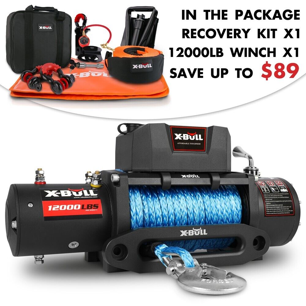 X-BULL Electric Winch 12000LB/5454kg 12V With 4WD Recovery Kits 11 PCS Offroad Main image