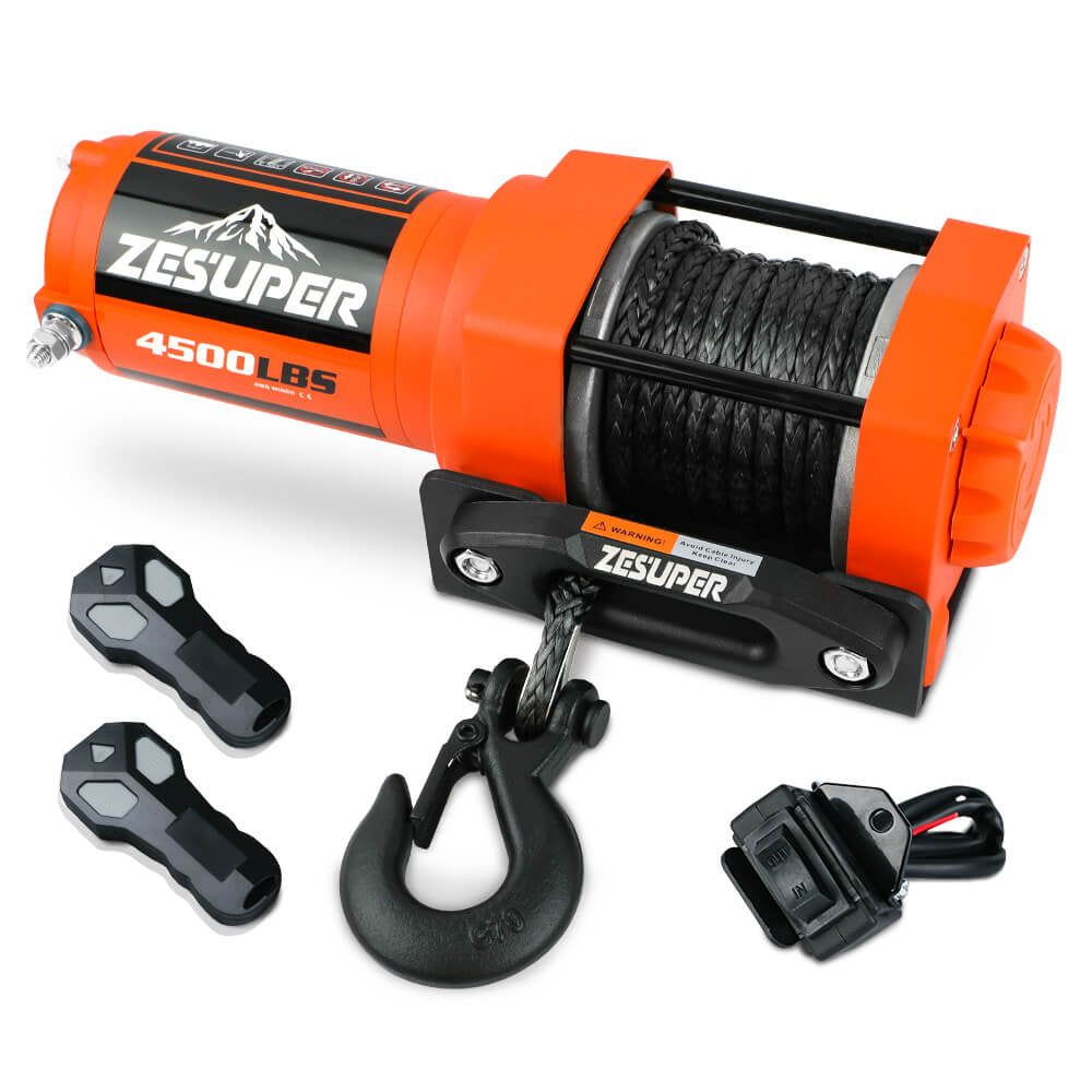 ZESUPER 12V Electric Winch 4500lb Synthetic Rope Boat Winch ATV Winch Trailer Winch 4WD Main image