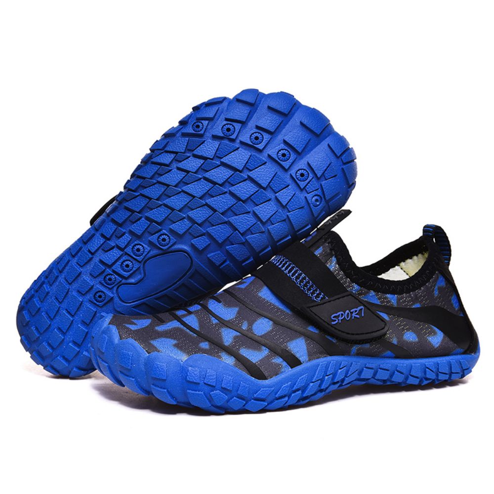 Kids Water Shoes Barefoot Quick Dry Aqua Sports Shoes Boys Girls (Pattern Printed) - Blue Size Bigkid US3 = EU34 Main image